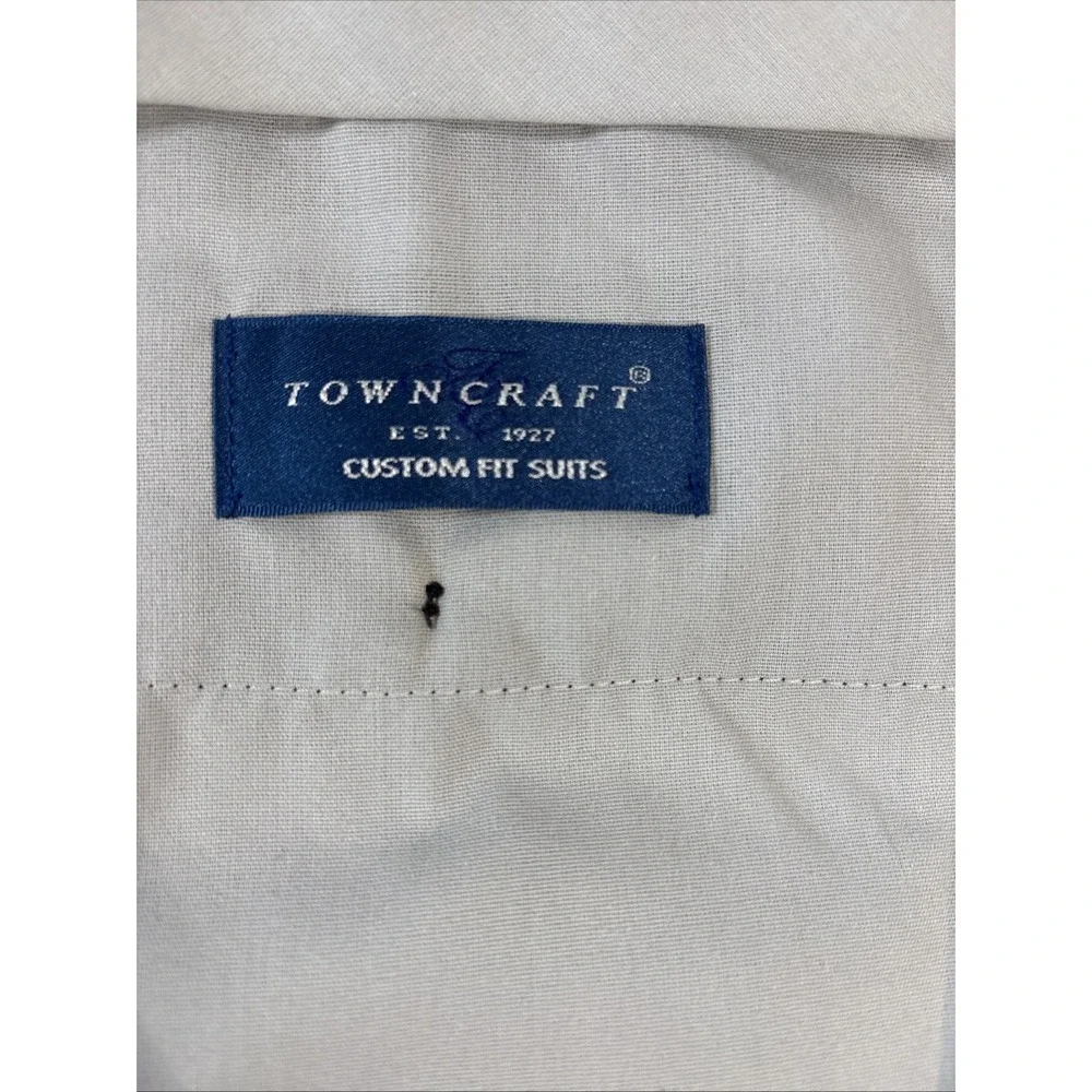 TownCraft Mens Pleated Front Dress Pants 36x30 Blue Pinstripe Wool Blend N2140
